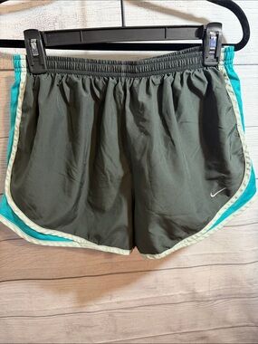 Nike Women's Olive and Teal Athletic Running Shorts